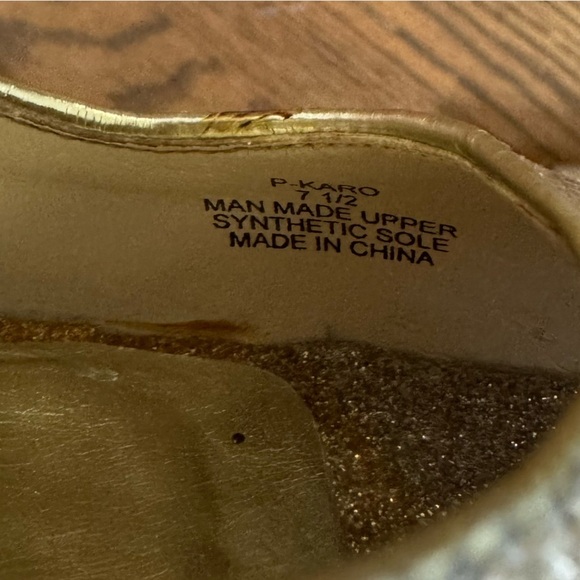 Steve Madden Platform P-Karo Gold Glitter Peep Toe Heels Women’s size 7.5 - Picture 9 of 12